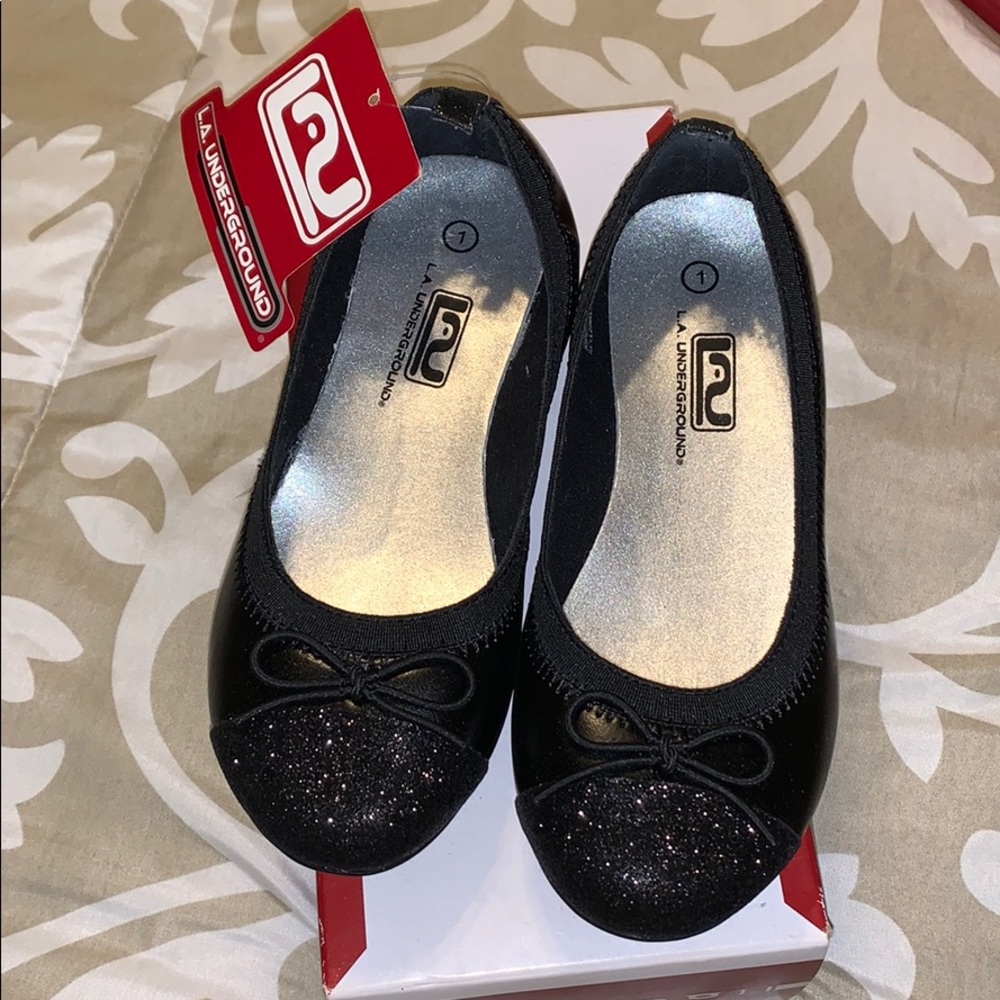 Black Sparkle Toed Ballerina Shoes